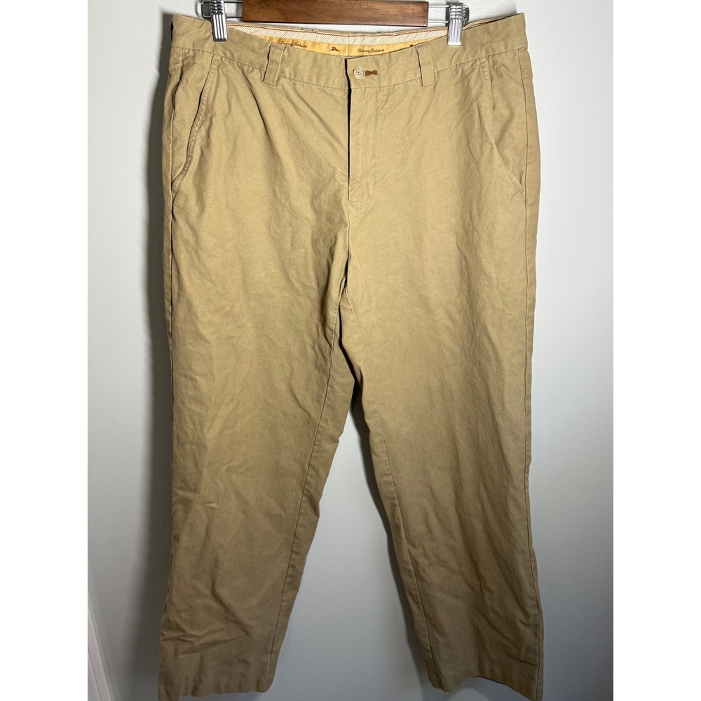 Tommy Bahama Boracay Silk Cotton Chino Pants Mens 36x32 Khaki Tan Flat Front